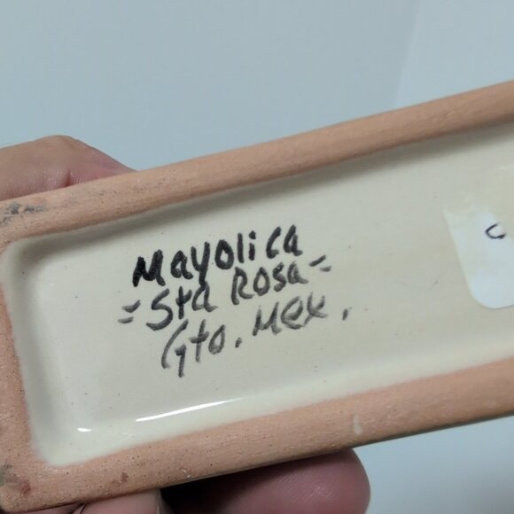 Vintage Mayolica Mexico Hand Painted Pottery Napkin Holder Sta Rosa - Picture 6 of 6